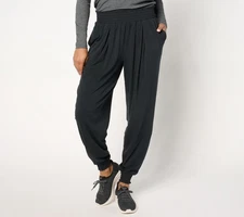 Anybody Tall Cozy Knit Pleat Detail Joggers with Smocked Waist Black L New