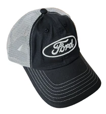 NEW FORD OVAL EMBROIDERED LOGO GREY / BLACK QUALITY MESH HAT