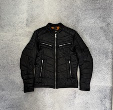 Diesel Biker Moto Jacket Mens L Black Teflon Quilted Nylon Motorcycle Zip