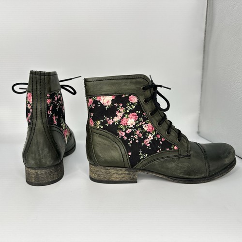 Steve Madden Floral Boot Women 8.5 M Leather Green - Picture 9 of 10