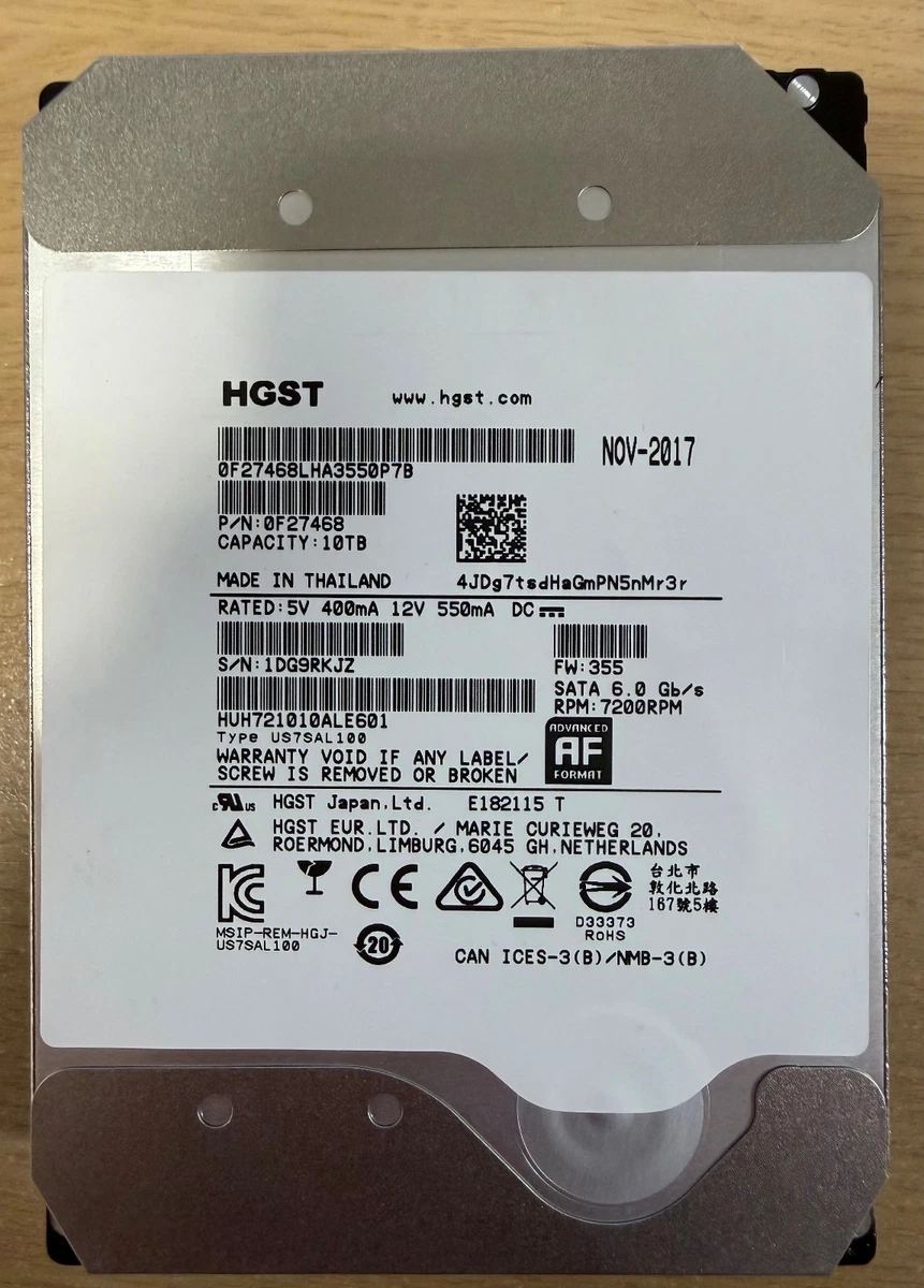 HGST 10TB Ultrastar HUH721010ALN600 Internal HDD - 7200RPM, 256MB