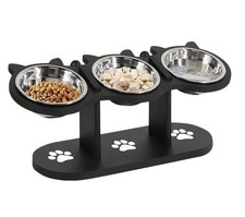 Elevated Cat Bowls - Raised Cat Food Bowls, 3 Stainless Steel Cat Bowls