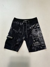 Affliction Board Shorts Mens Skull MMA Live Fast Black Size 34