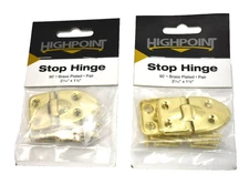 Highpoint 90 Degree Stop Hinge Brass Plated 2-1/16" x 1-1/8" 159051 Lot of 2
