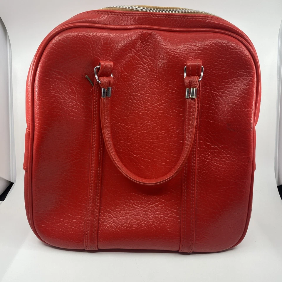 Bolsa de equipaje de mano Amelia Earhart roja vintage ligeramente usada - falta un pie Foto 4 de 4