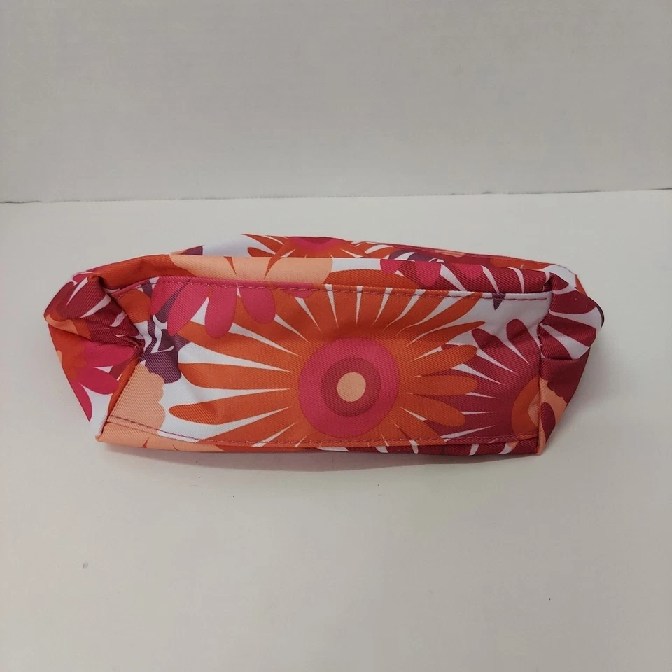 Conjunto de bolsa de maquillaje vintage Clinique girasol rosa naranja nuevo sin etiquetas cosméticos retro años 70 Foto 4 de 4
