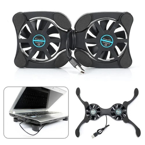 Foldable Low Noise USB Powered 2Fans Cooling Pad Slim Laptop Cooler Stands Q4U3 - Photo 7/8