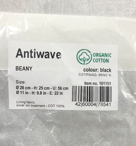 BioPure e-SMOG 5G/EMF RF Radiation Wave Defense Beanie - Black - Picture 2 of 5