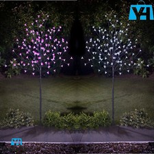 4FT 128 LED SOLAR BLOSSOM FLOWER TREE AVAILABLE IN WHITE & RED LIGHTS XMAS Decor