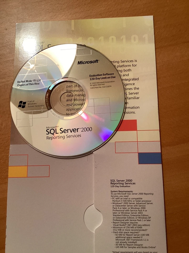 AUTHENTIC NEW Microsoft SQL Server 2000 Reporting Services CD. Still Useful. - Image 3 of 4