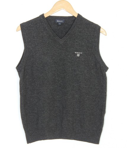GANT V Neck Grey Lambswool Vest Jumper 