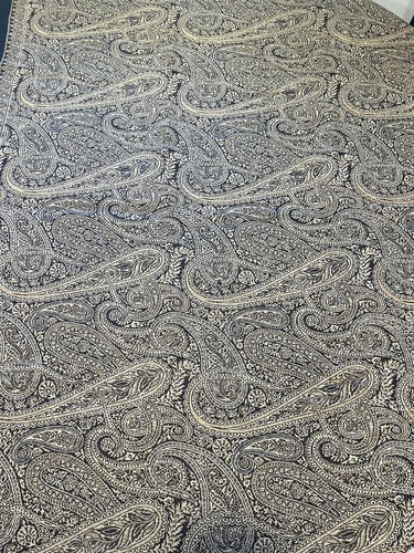Lord &Taylor Vintage Wool Women’s Luxury Scarf 40x40 Paisley Brown Black Fringed - Picture 4 of 6