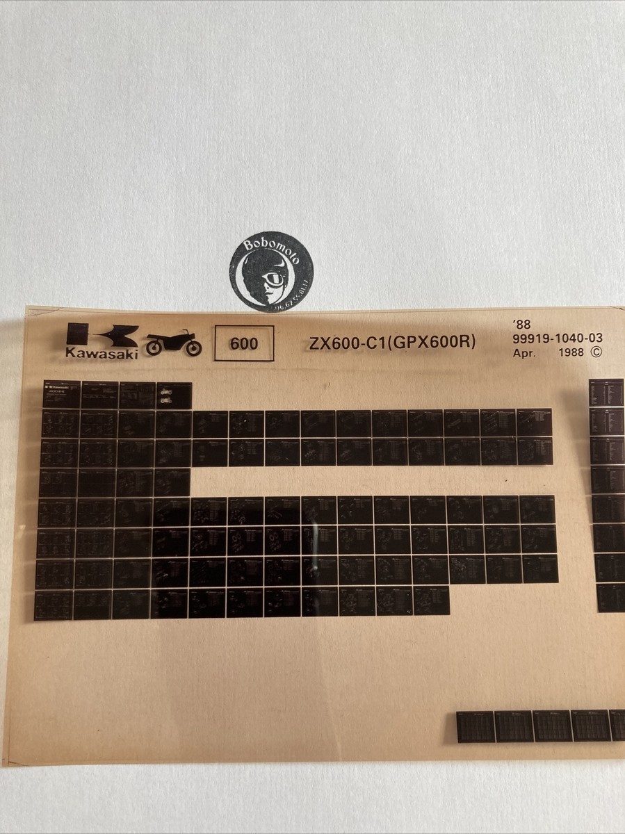 Kawasaki ZX600 C1 1988 GPX600R Microfiche Parts List 600 GPXR | eBay