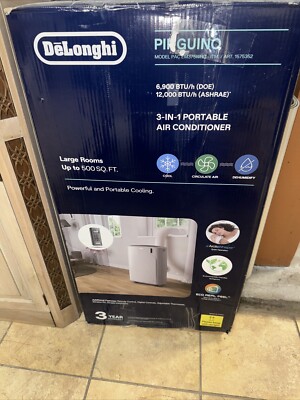 Delonghi Pinguino Portable Air Conditioner 500sq Ft #PACEM375WRC 6900BTU  Remote