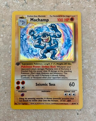 Pokémon 1999 TCG Machamp Base Set 8/102 Holo 1st Edition Holo Rare ...