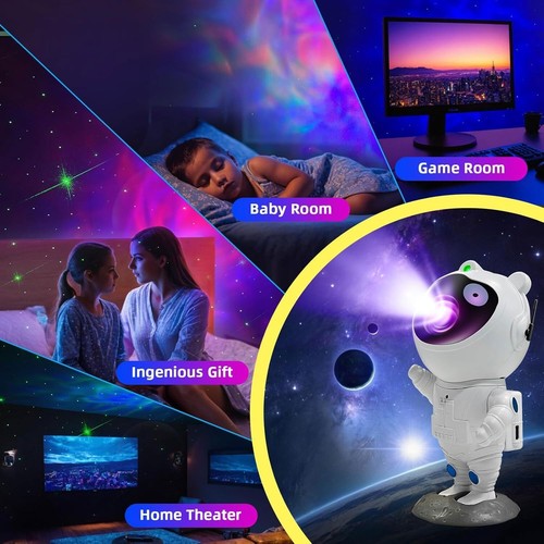 LED Galaxy Projector Night Light Astronaut Nebula Ceiling Lamp for Kid's Bedroom - Picture 7 of 12