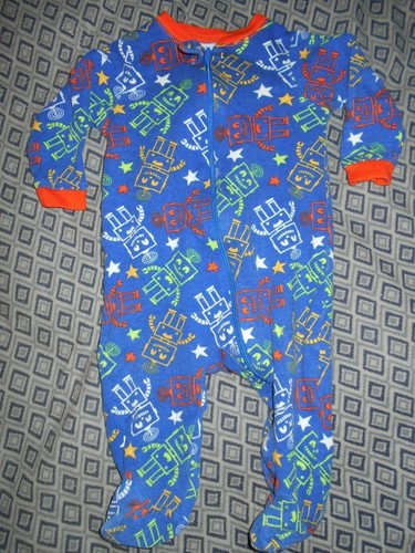 Faded Glory Boys 3-6 M Robot's Zip Up Footie Sleeper - Afbeelding 1 van 1