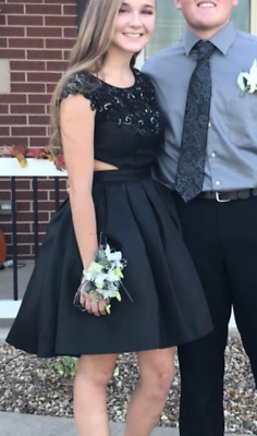 princess polly baby blue dress Sherri Hill black prom-homecoming dress size 10 $350 corset back-- she is a  size 6 main image 1