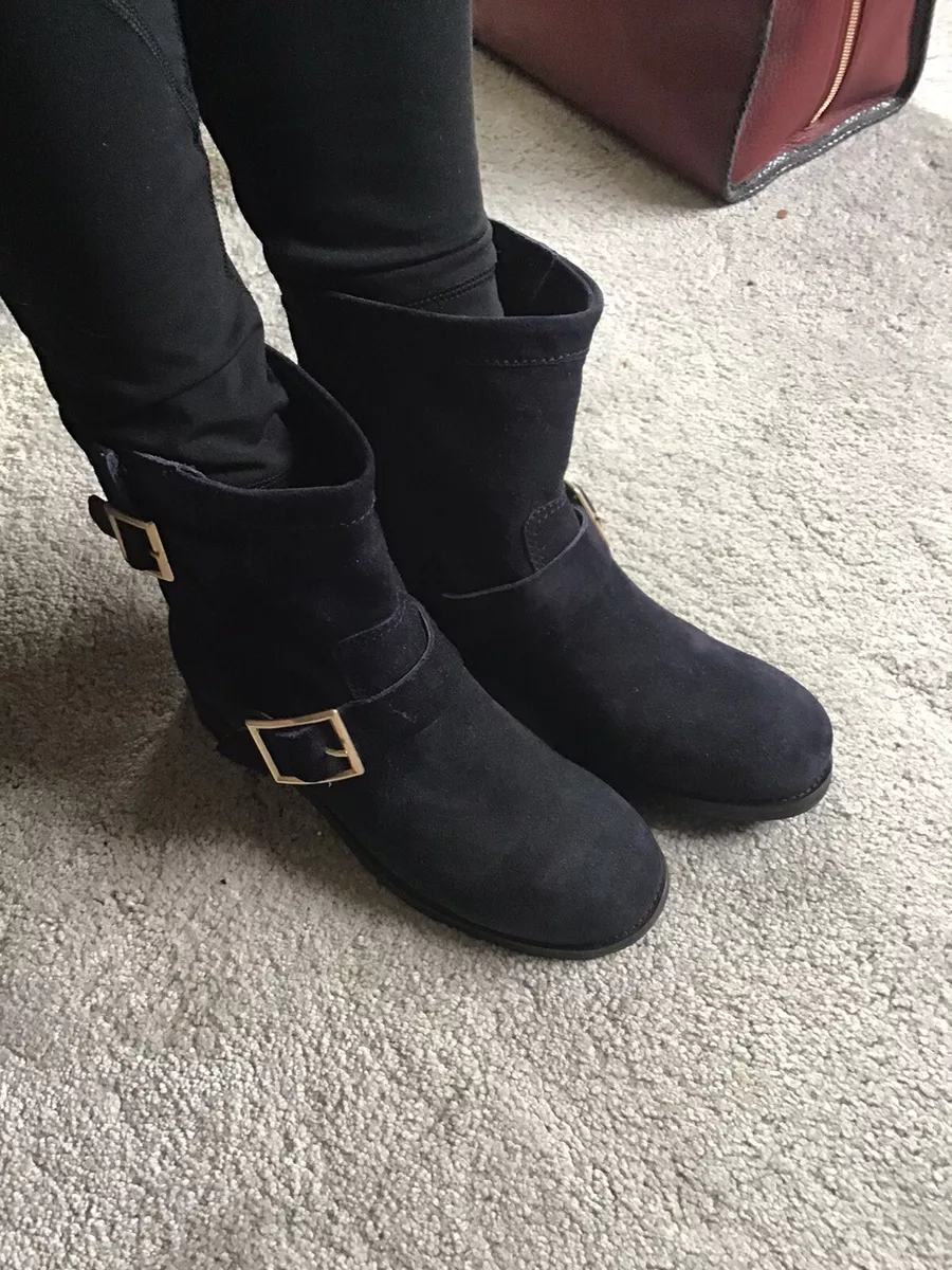 Navy store biker boots