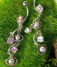 1pc Jingle Bell Gem Chandelier Belly Ring Navel Piercing Naval Body Jewelry