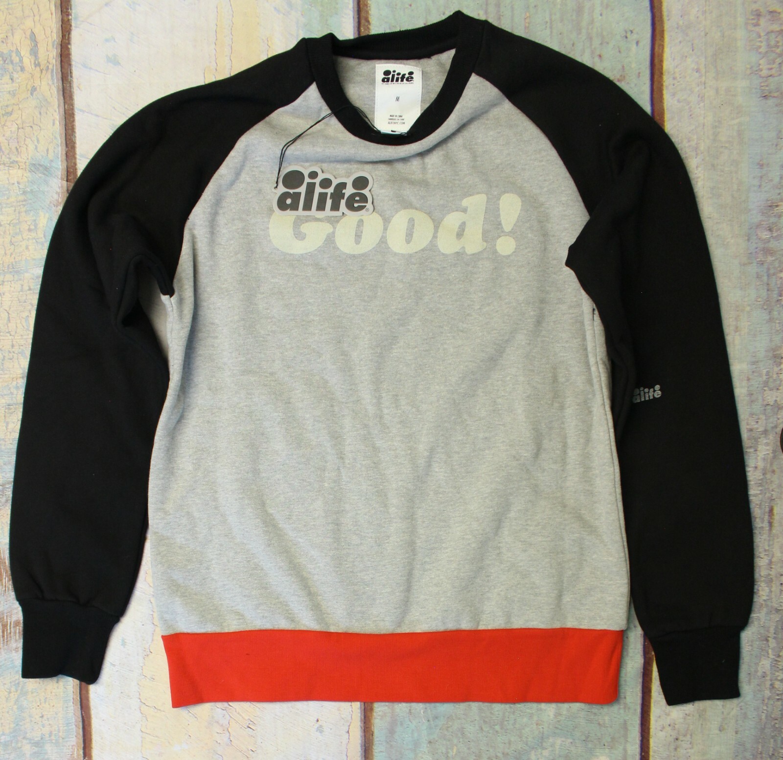 Alife Grey with Black Raglan Sleeves 