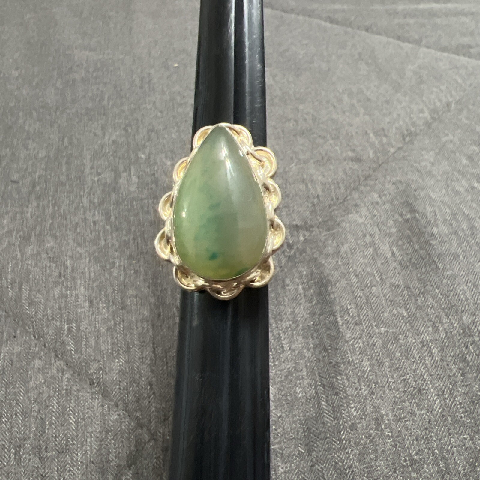 Sterling Silver  Pear Shape Ring Large Chrysopras… - image 2