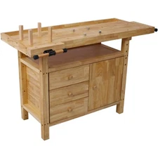 Wooden Workbench for Garage Workshop and Home