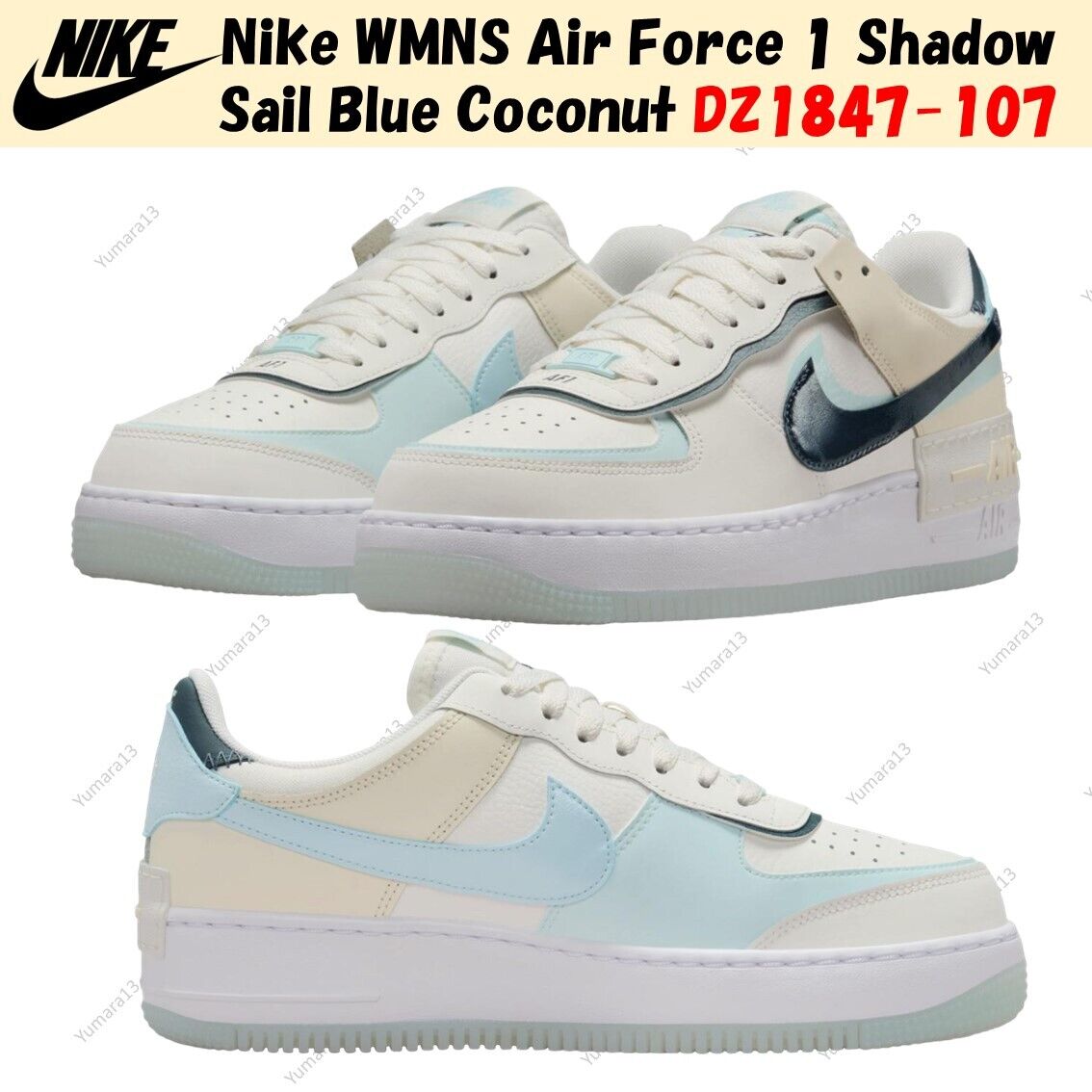 Nike WMNS Air Force 1 Shadow Sail Blue Coconut DZ1847-107 Nike WMNS Air Force 1 Shadow Sail Blue Coconut DZ1847-107