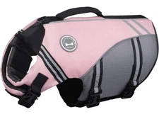 Vivaglory Ripstop Dog Life Jacket with Handle Size Lg Pink
