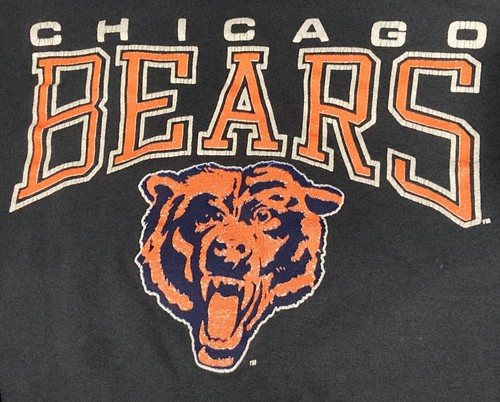 LARGE Vintage CHICAGO BEARS Sweatshirt Mens Black Orange Graphic Sweater NFL 90s - Picture 8 of 8