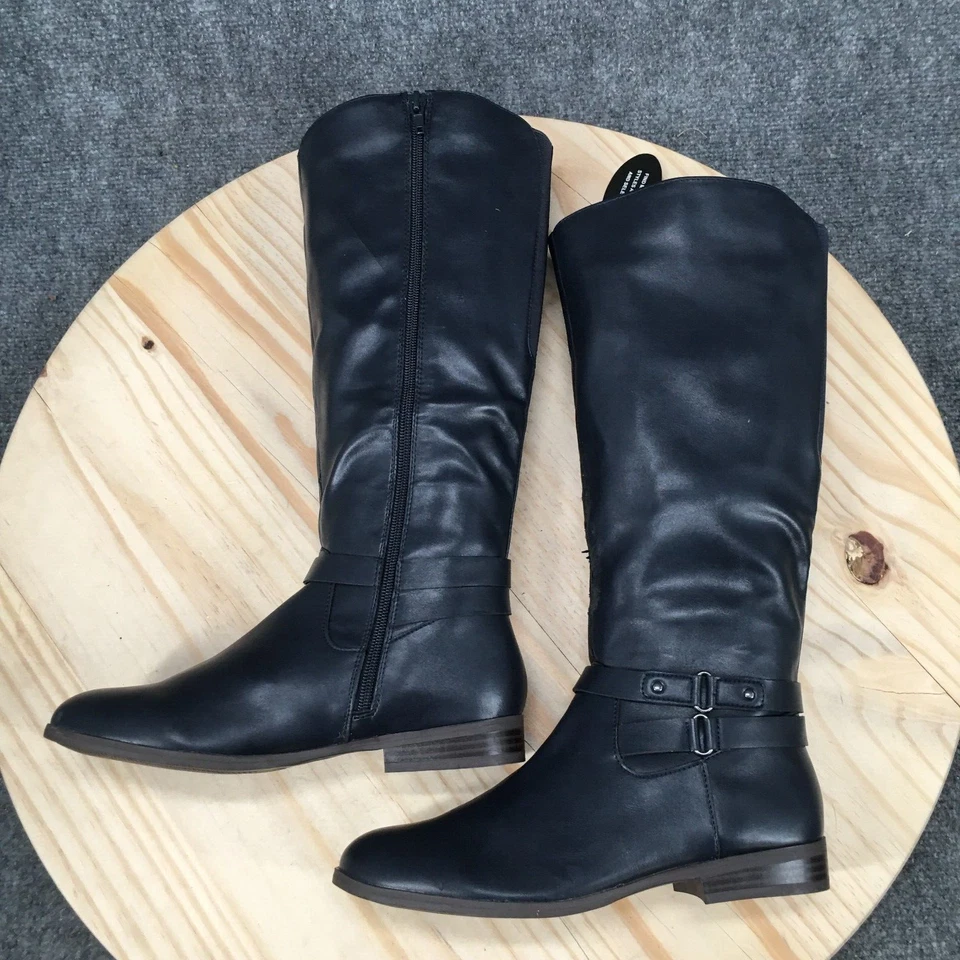 Botas Style Co para mujer 7,5 M de alto hasta la rodilla azul imitación cuero cremallera lateral Foto 2 de 4