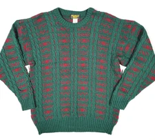 VINTAGE OSHKOSH B GOSH TEXTURED KNIT WOOL BLEND SWEATER MENS LARGE 90s ITALY