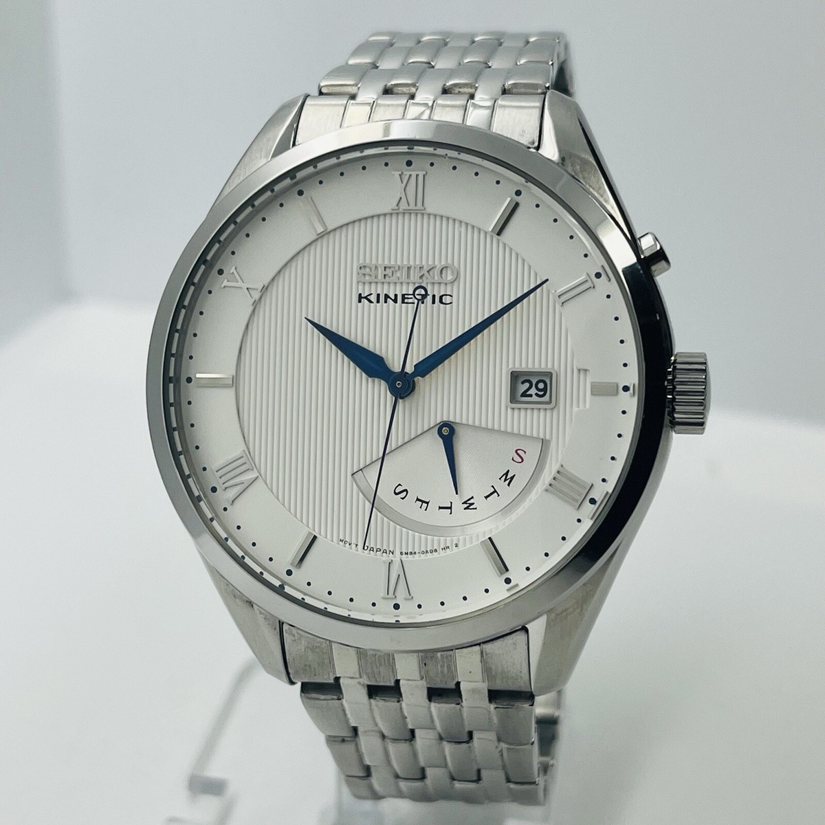 SEIKO KINETIC チタン 腕時計 Seiko Kinetic Men's Silver Stainless Steel White Dial 43mm