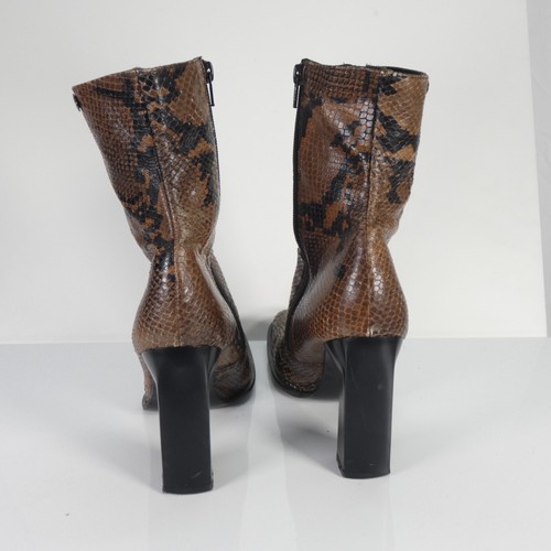 Buffalo London Boots Vintage 90s Snake Exotic Leather Python Brown Square Toe 7 - Picture 10 of 14