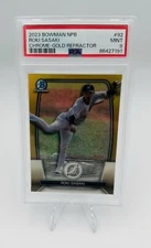 2023 Bowman NPB Chrome Gold Refractor Roki Sasaki #92 PSA 9
