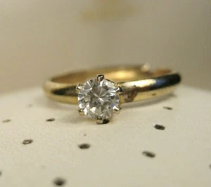 Vintage Durable Classic Gold Tone Solitary Rhinestone Ring Adjustable Size 6