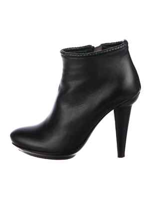 BOTTEGA VENETA Black Leather Ankle Booties - Size 6.5 / IT 36.5