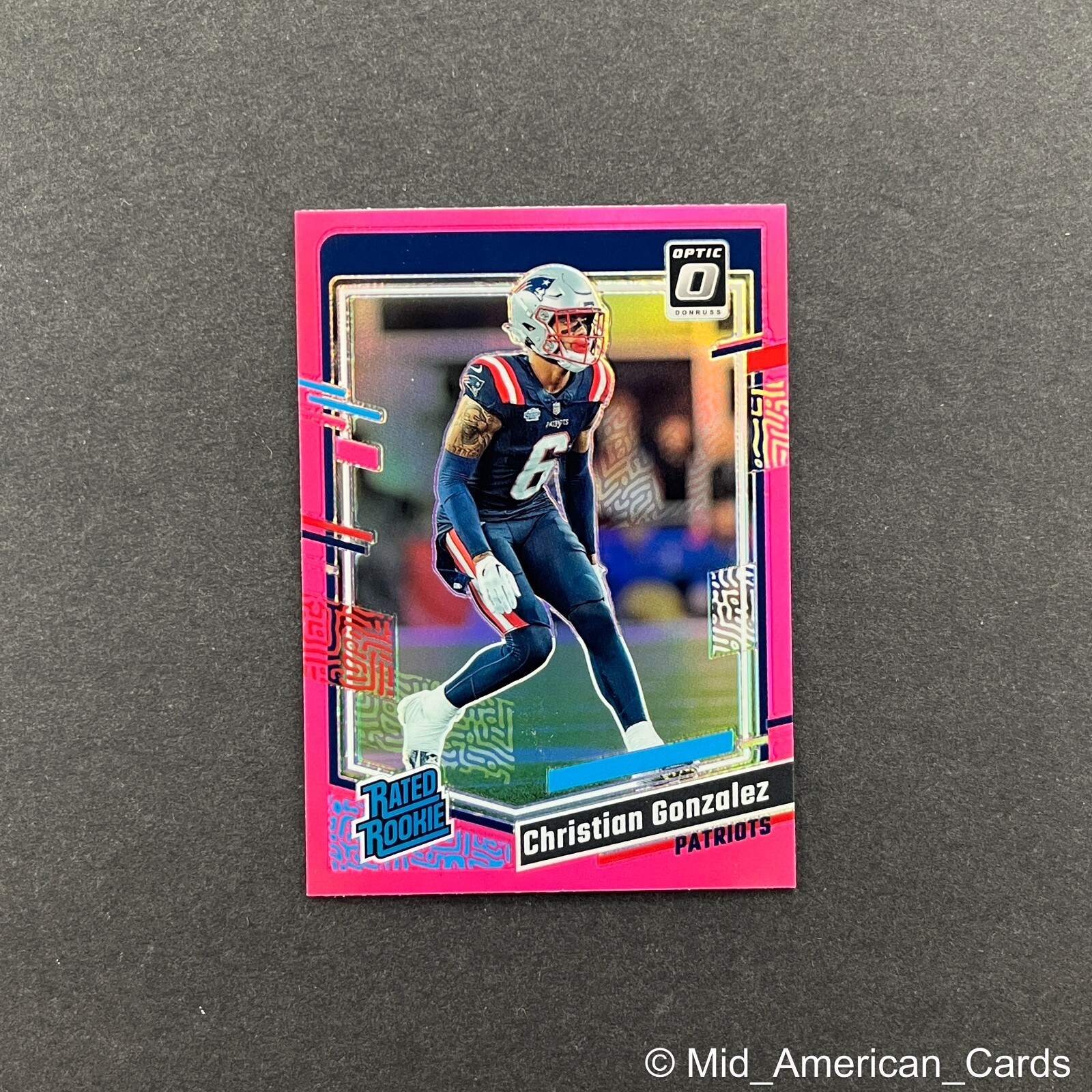 2023 Donruss Optic Christian Gonzalez Rated Rookie Pink #274 Patriots (RC)