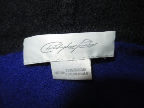 Christopher Fischer 100% Cashmere Blue Striped Hooded Cardigan May fit S - Picture 3 of 4