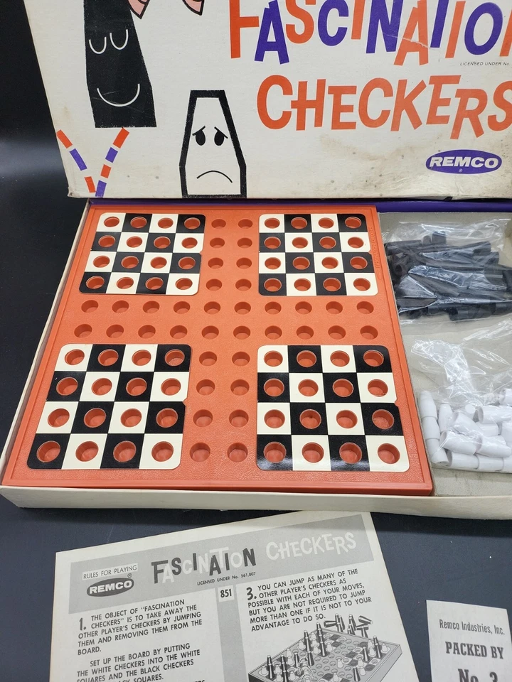 Juego de mesa Remco Fascination Checkers 1962 vintage completo con instrucciones Foto 3 de 4