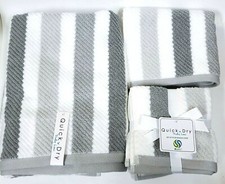 NEW TRULY LOU WHITE,GRAY QUICK DRY COTTON BATH,HAND,OR SET OF 4 WASHCLOTHS TOWEL