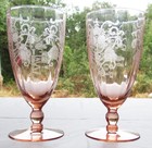 PAIR Pink Depression Lancaster "Patrick" or Patrician 10 oz Luncheon Goblets HTF — photo 7