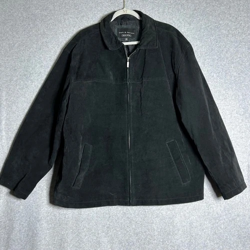 Vintage Croft Barrow Black Suede Jacket Men's Large Minimalist Grandpacore - product listing photo
