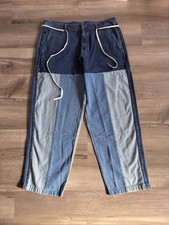 Adidas Kseniaschnaider Jeans Womens baggy Blue Patchwork Drawstring Pants size36