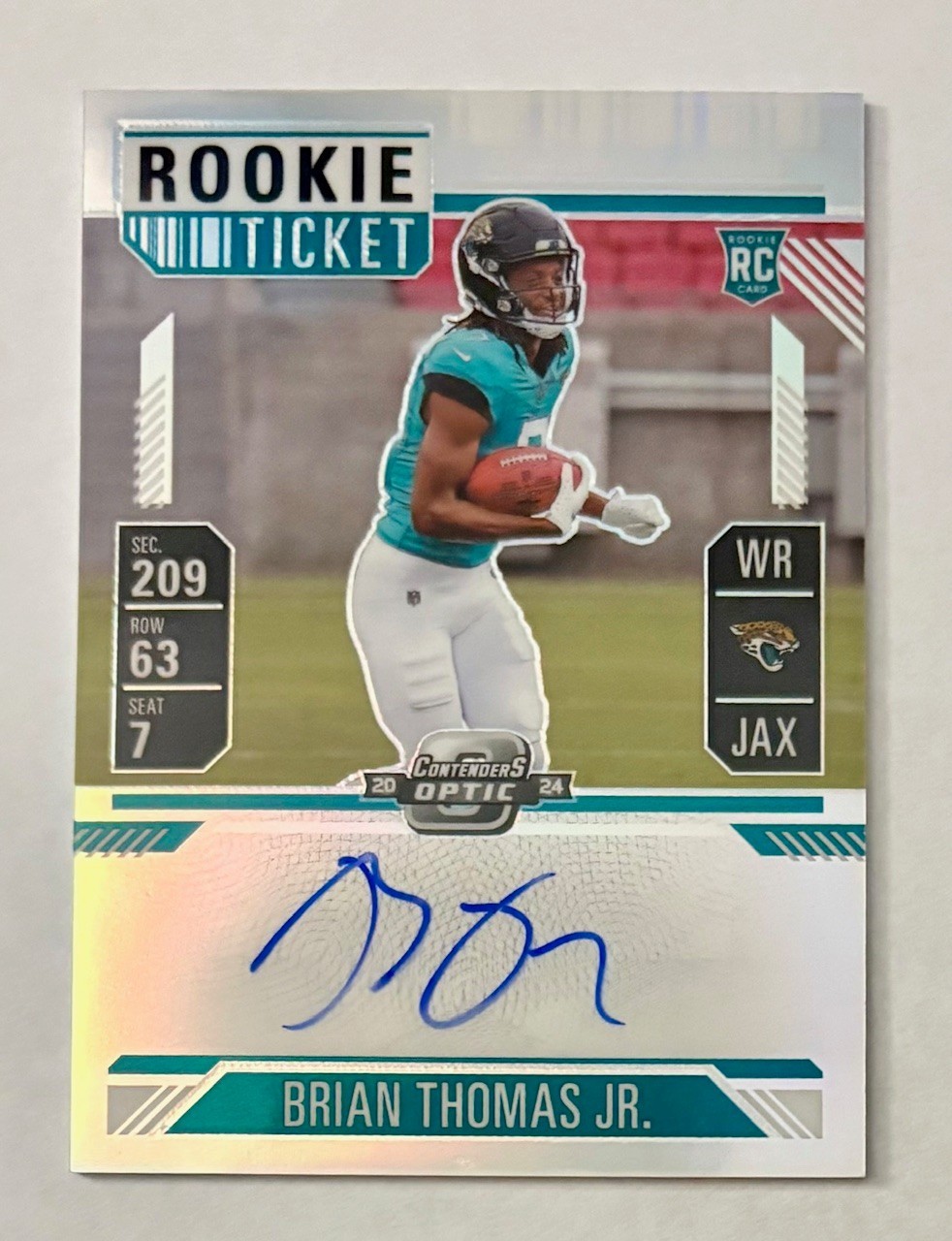 2024 Panini Contenders Optic Brian Thomas Jr. Rookie Ticket Auto Silver #103