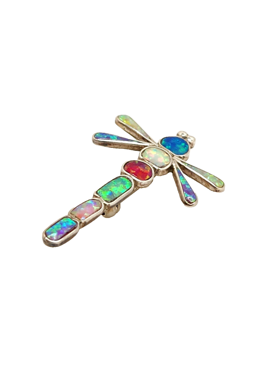 Sterling Silver Multi-Colored Opal Dragonfly Broo… - image 7