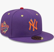 New York Yankees Hat Cap Fitted 7 1/4 Purple Multicolor World Series 1999 Patch 