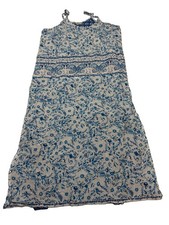 World Market Women’s S/M Mixed Print Maxi Dress Boho Blue Cream V-neck