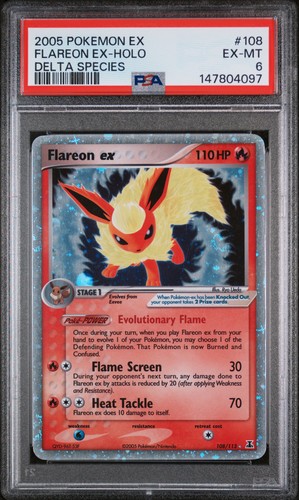 2005 POKEMON EX DELTA SPECIES #108 FLAREON EX-HOLO PSA 6