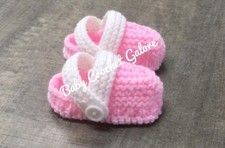 Handknitted Baby Crocs. 0-3 Months.